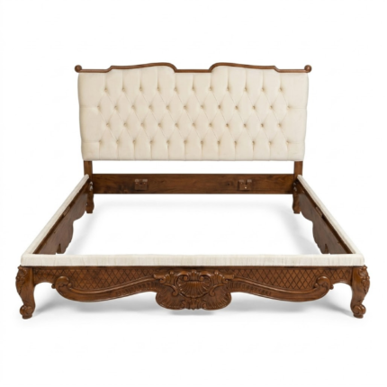 Premium Beds 1 Set Solid Wooden Classic Beds with Back Cushion